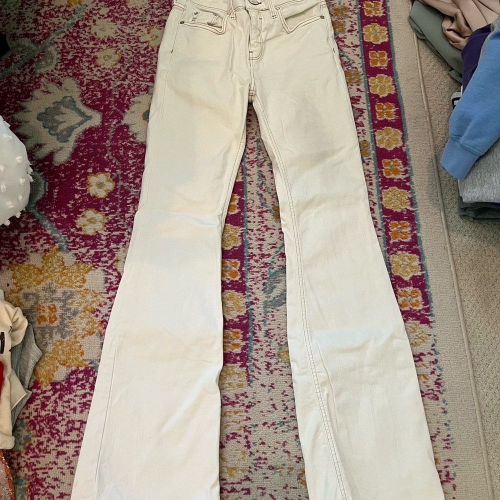 River Island Cream Flare Wide Leg Jeans